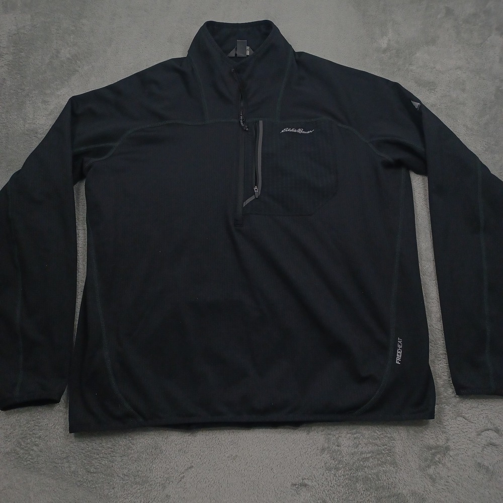 Eddie Bauer Sweater Mens XL Black 1/4 Zip First Ascent Freeheat Outdoor Pullover
